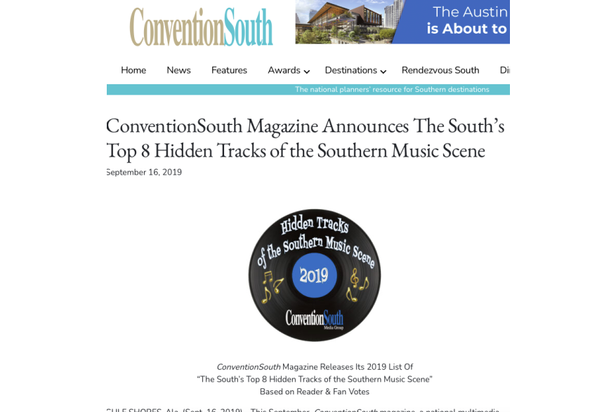 ConventionSouth Magazine Announces The South’s Top 8 Hidden Tracks of the Southern Music Scene