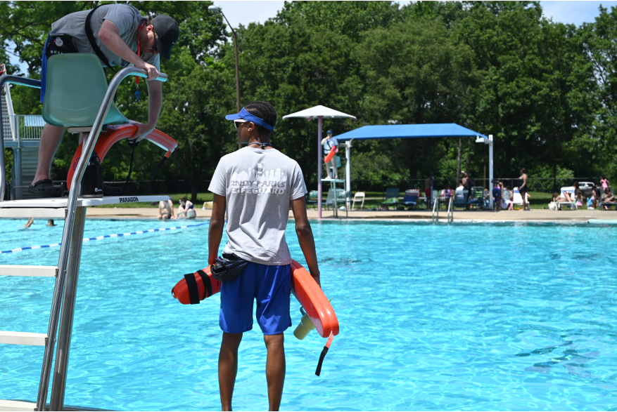 Lifeguard watching over a pool