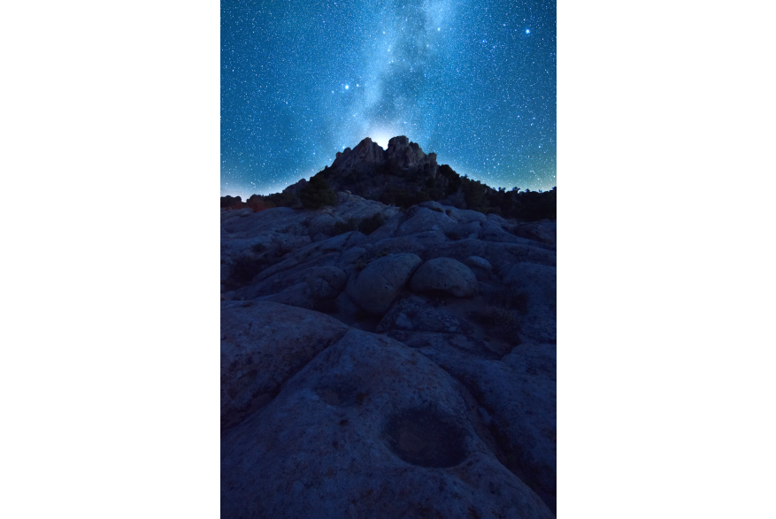 Starry blue skies over the rolling rock formations of Three Peaks Recreation Area in Cedar City.
