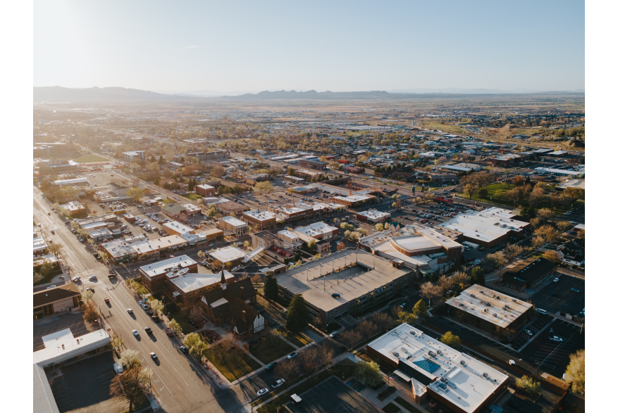 Aerial View of Downtown Cedar City, Utah