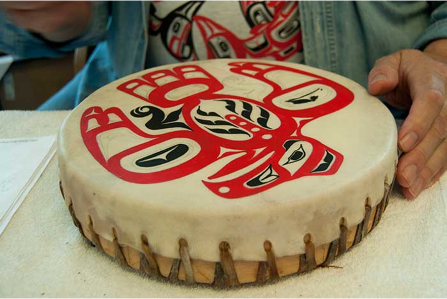 Traditional drum hand painted by local artist Ken Decker