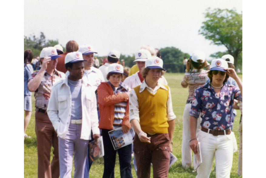Kids walking around the golf course at the Byron Nelson tournament in 1970