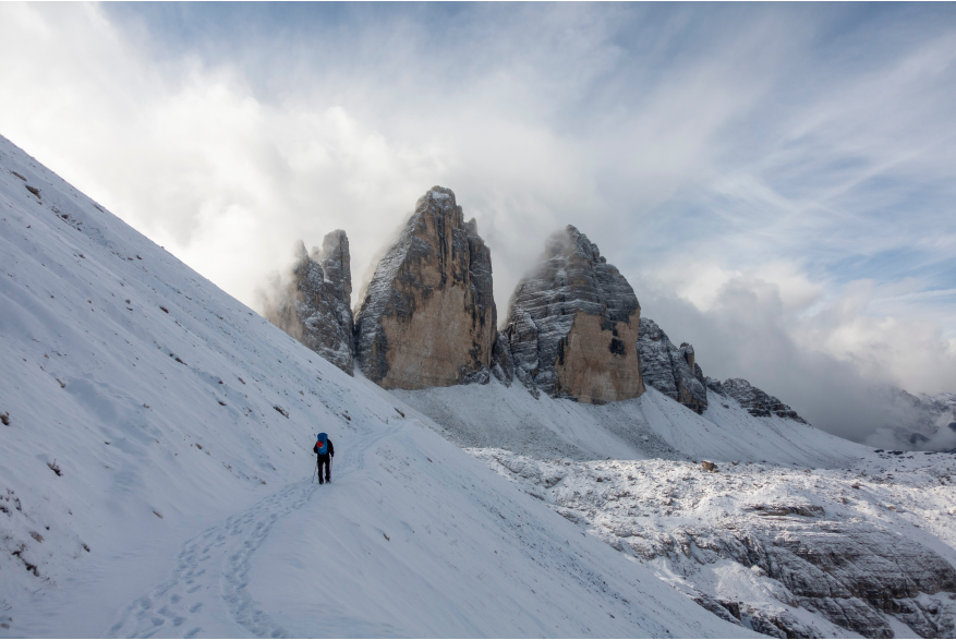 snowy mountain trail