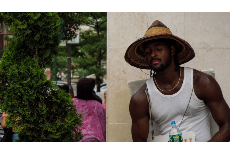 Man takes a break from the heat in Harlem