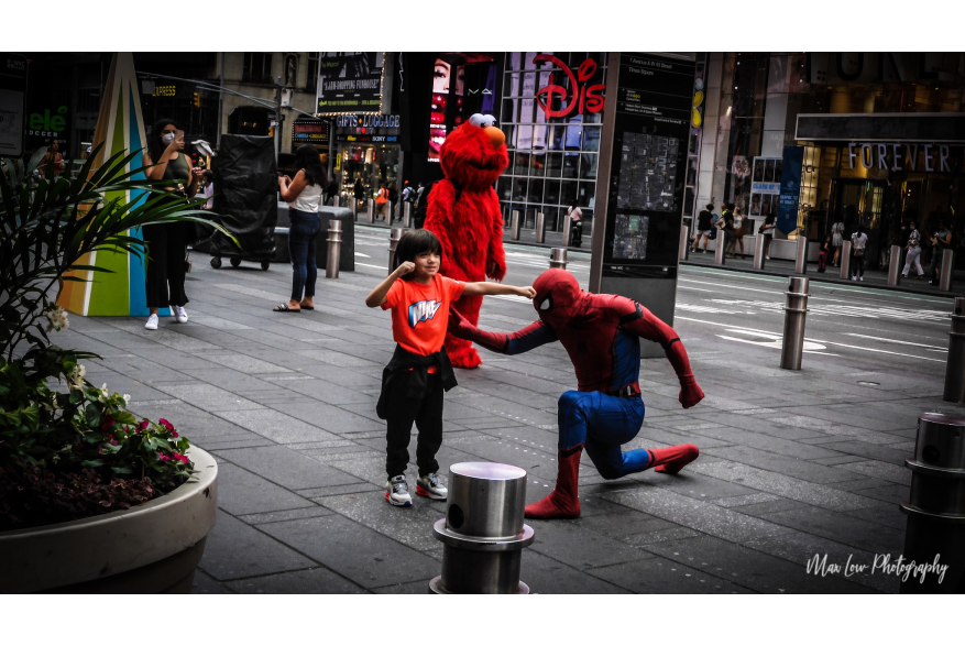 Spiderman and child playful fight