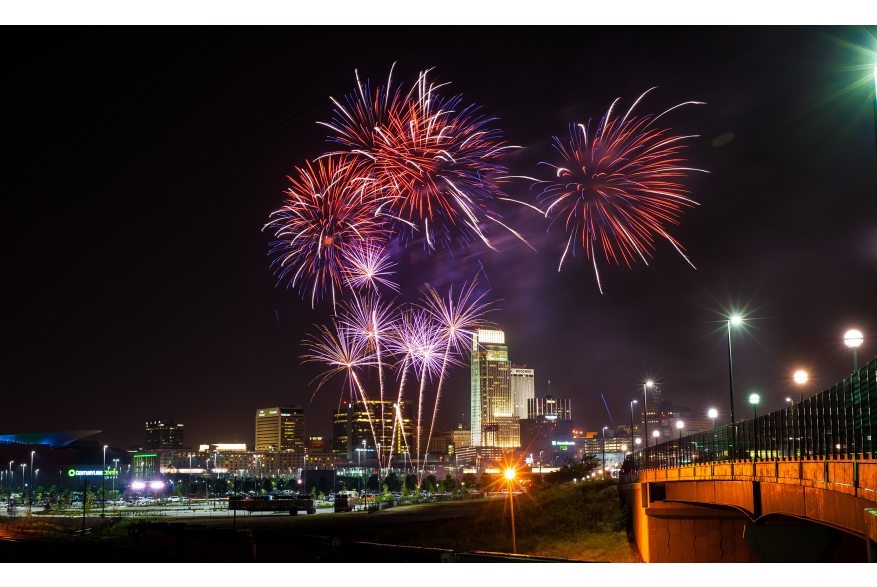 Omaha Skyline with Fireworks