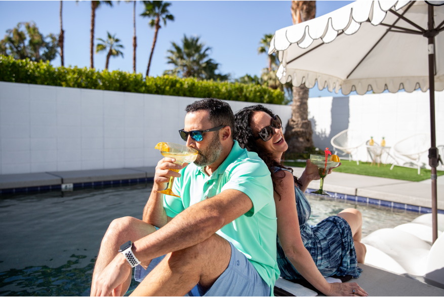 Couple poolside