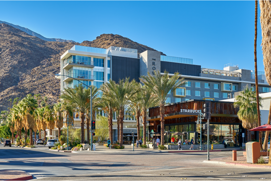 View of Kimpton Rowan in downtwon Palm Springs.