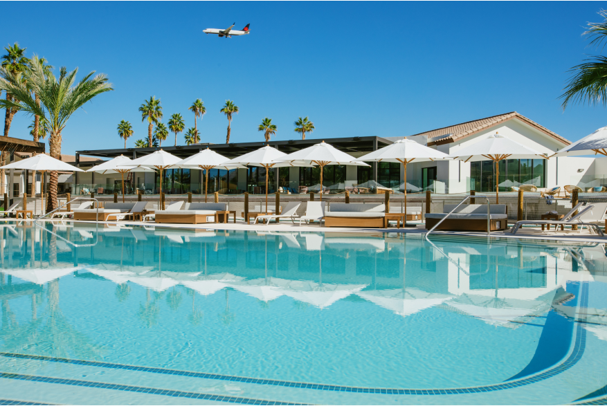 Palm Springs Surf Club Lazy River Pool Bar and pool.