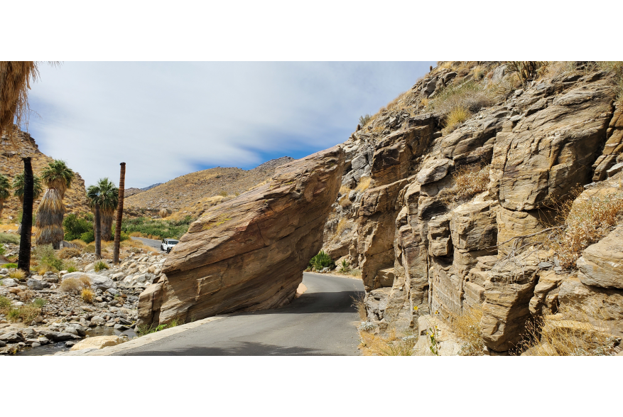 Drive through rock and Palm Canyon.