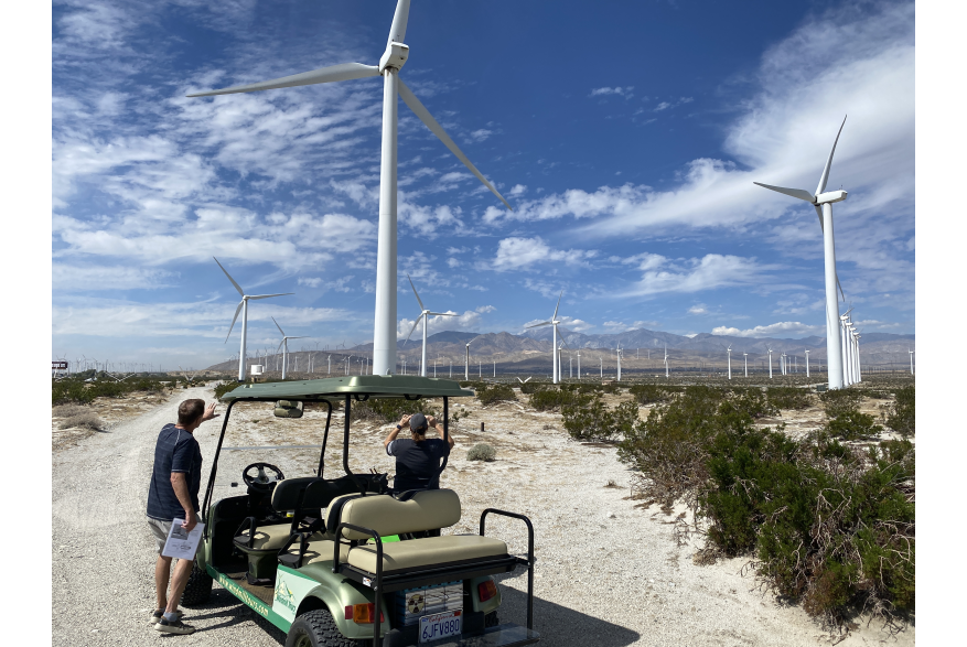 Two people on the Palm Springs Windmill Tour