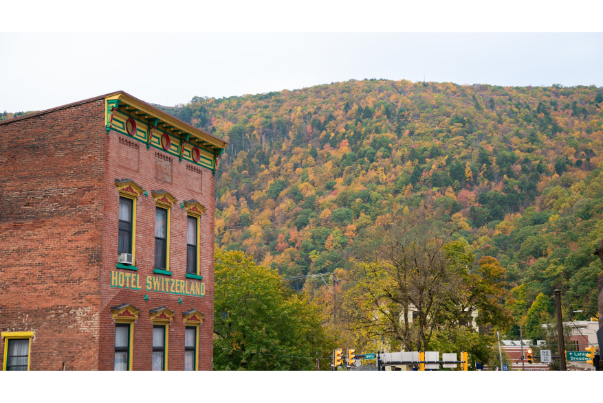 A fall view of the mountains from downtown Jim Thorpe, PA.