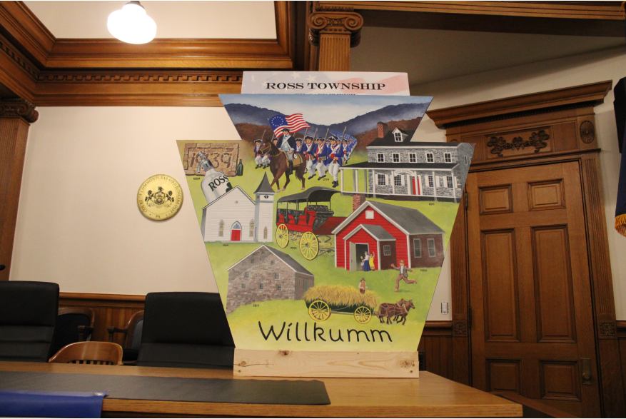 A keystone sign at Monroe County's America250PA kick-off event