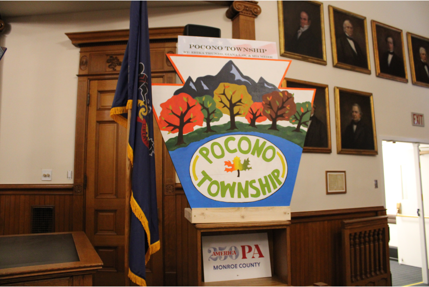 A keystone sign at Monroe County's America250PA kick-off event