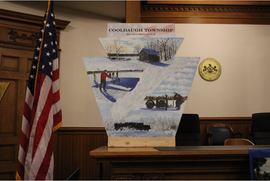 A keystone sign at Monroe County's America250PA kick-off event