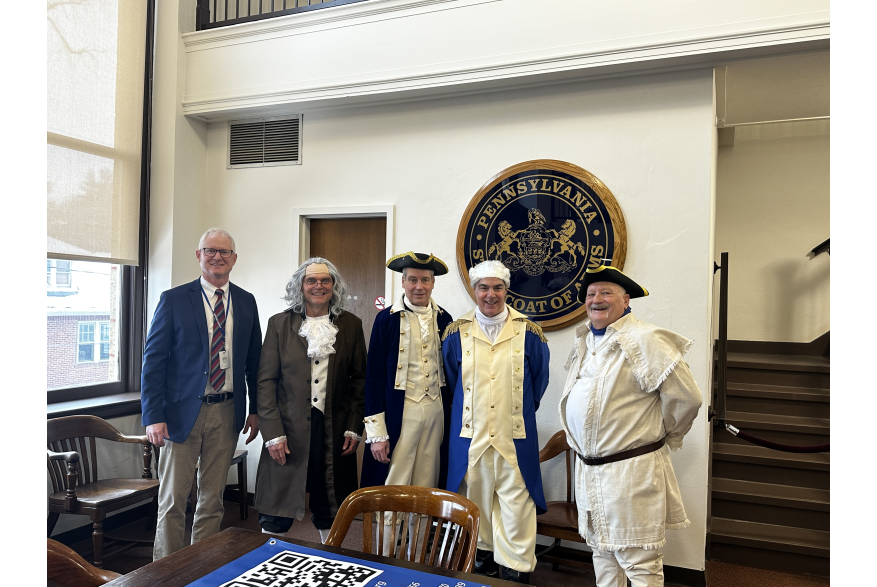 Group posing at Monroe County's America250PA kick-off event