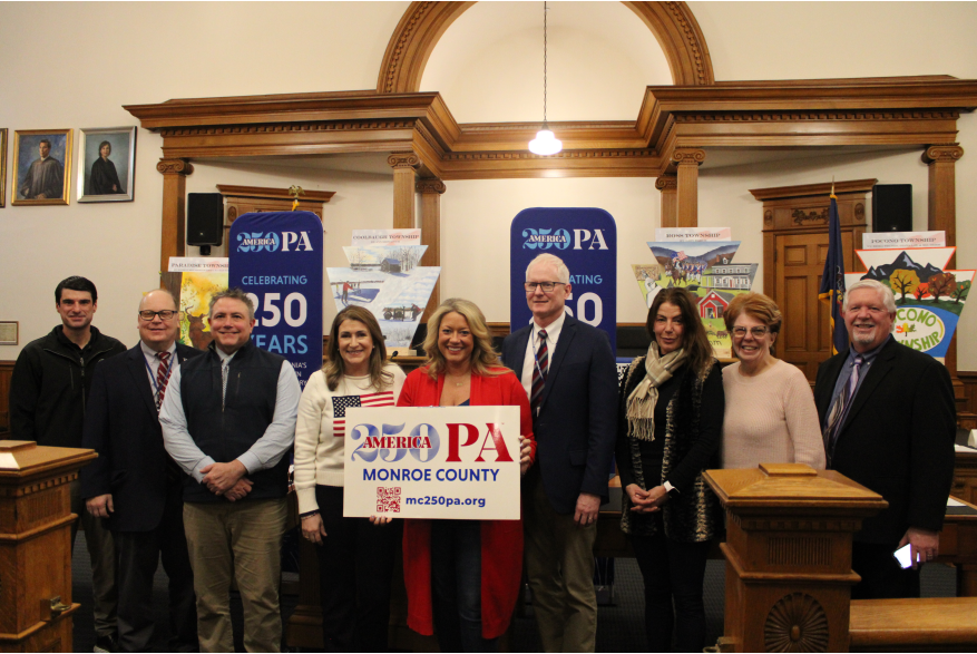 Group posing at Monroe County's America250PA kick-off event