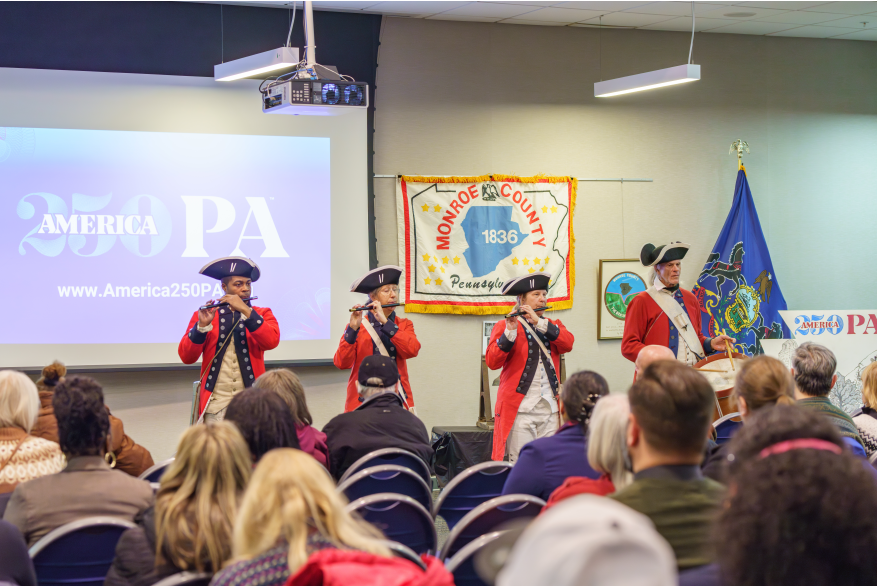 Philly Fife and Drum Company performing at Monroe County's America250PA Kick Off Event