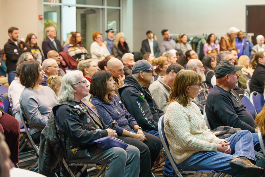 Attendees watch the presentations at Monroe County's America250PA Kick Off Event