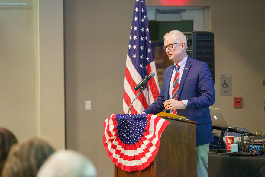 Man gives a presentation at Monroe County's America250PA Kick Off Event