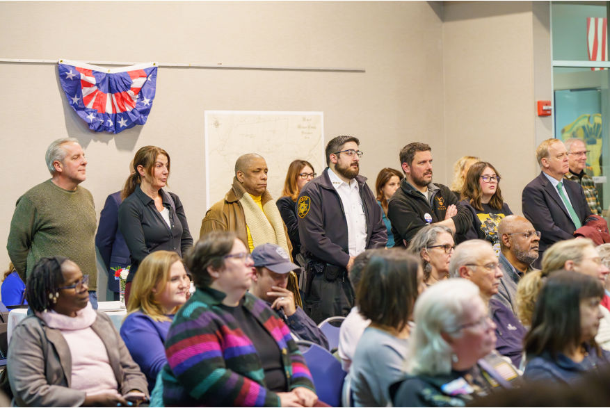 Attendees watch the presentations at Monroe County's America250PA Kick Off Event