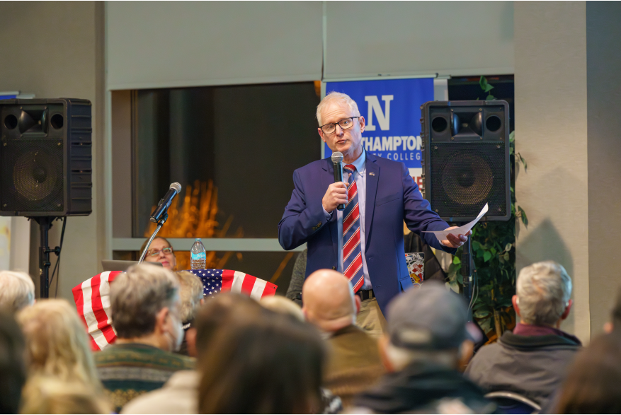 Man gives a presentation at Monroe County's America250PA Kick Off Event
