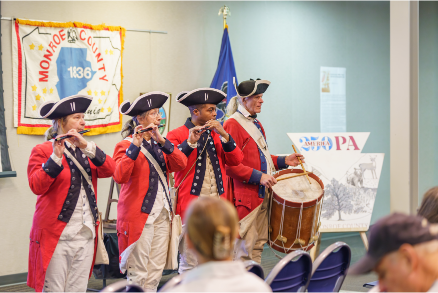Philly Fife and Drum Company performing at Monroe County's America250PA Kick Off Event