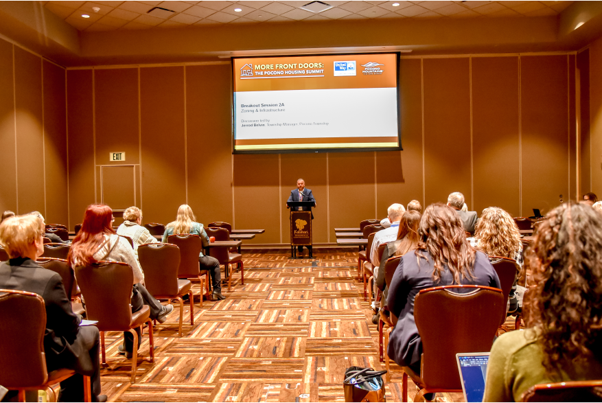 A speaker presenting during a break out session at More Front Doors: The Pocono Housing Summit