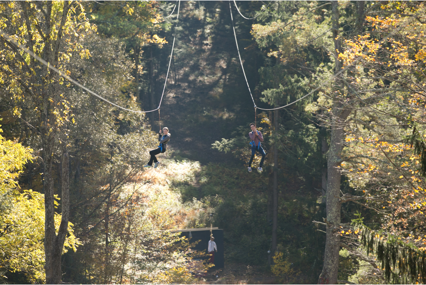 Zip Lining Through the Poconos Forest