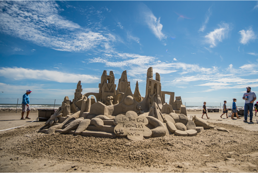 Sand Sculpture city that is made of flowers.