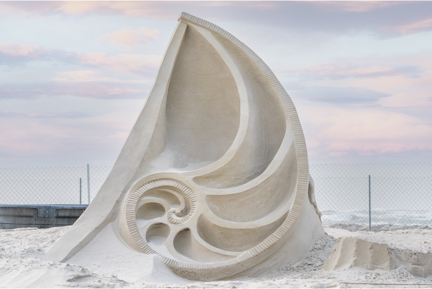 Sand sculpture of a shell