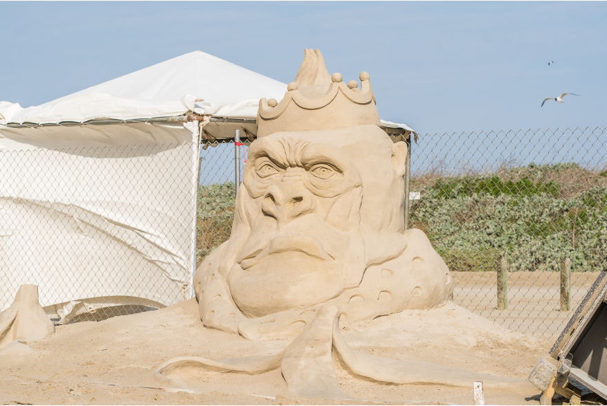 Sand sculpture of a monkey king looking haughty