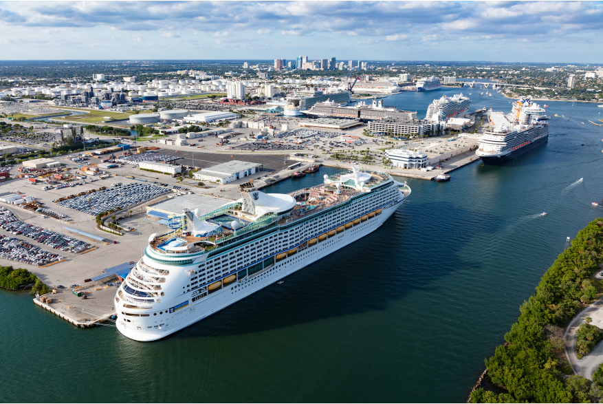 Port Everglades' record-breaking day included eight cruise ships and one ferry on December 1, 2019