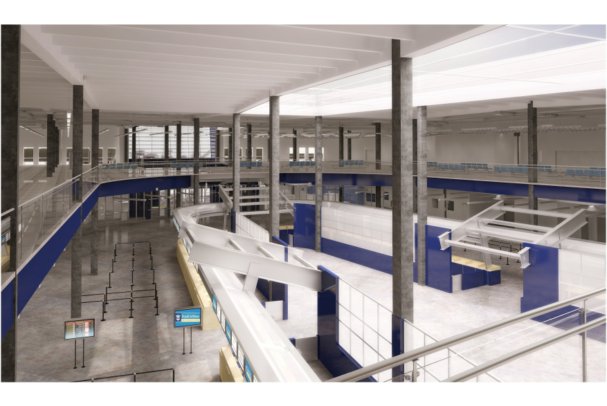 Cruise Terminal 18 interior rendering from entrance