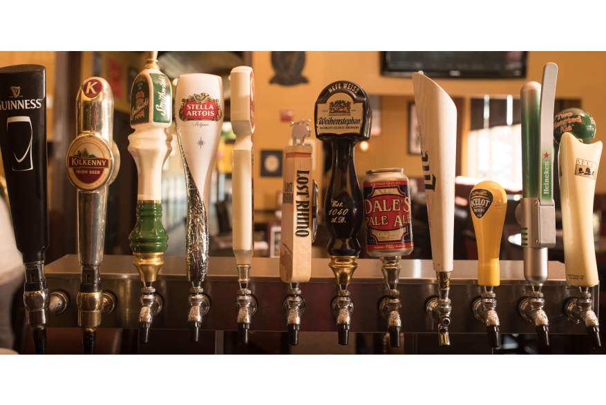 Beer selection at a bar