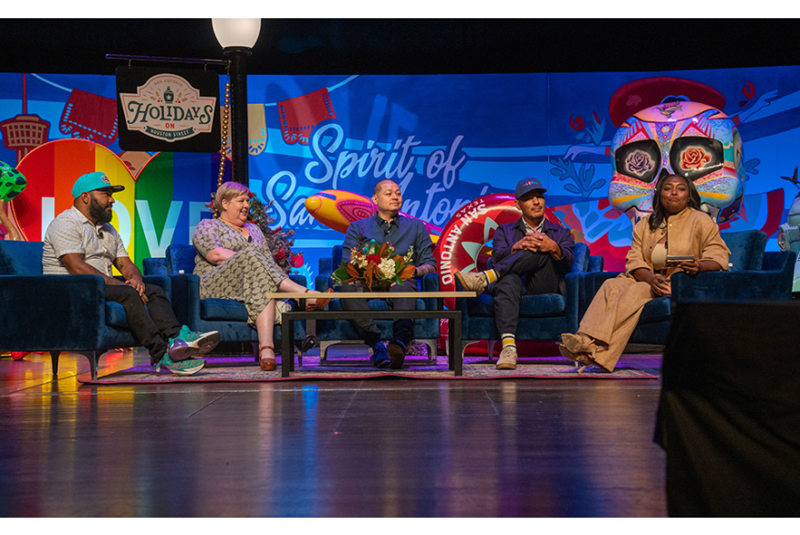 People onstage talking