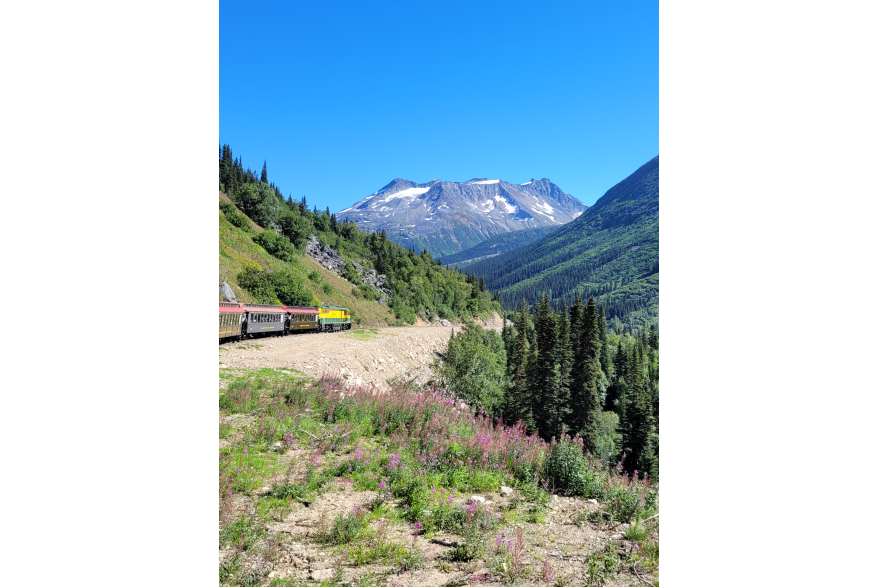 Yukon train ride through the mountains.