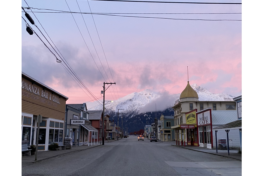 Pink sky.
