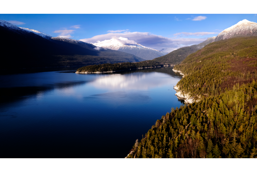 Drone photograph looking towards Dyea from Yakutania Point // Nov 2023 Pilot in command - Shane Belanger