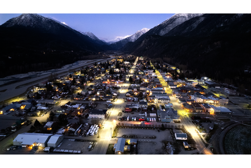Drone photograph of Skagway at dusk // Oct 2023 Pilot in command - Shane Belanger