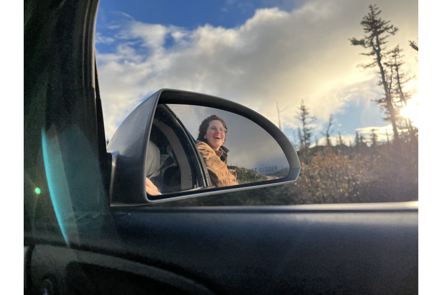 My friend Jay enjoying the beauty of the Klondike Highway in late September through the car window