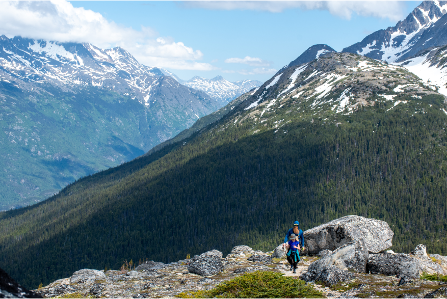 A father and daughter hike to the Devil's Punchbowl in June.