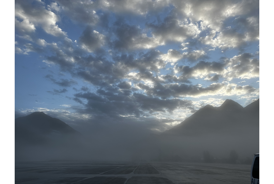 an early foggy morning at work