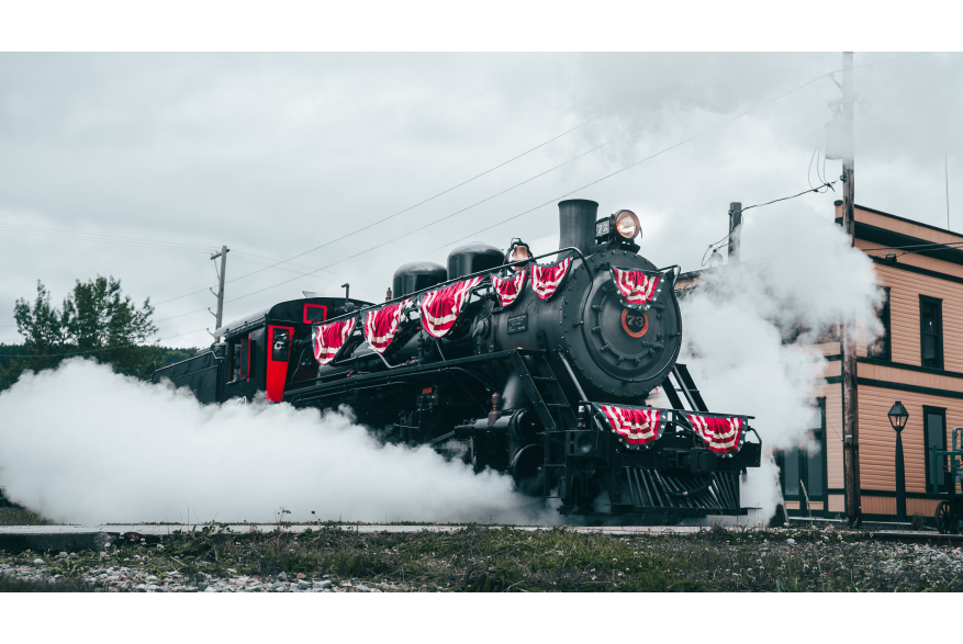 The powerful No. 73 departing its 4th of July station after hanging out all morning for guests to get up close and personal with this historic engine.