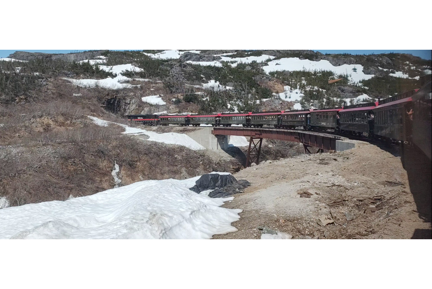 Going over the bridge on the White Pass Railway