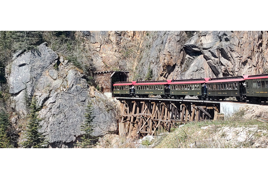 Entering a tunnel during the White Pass Scenic Railway tour