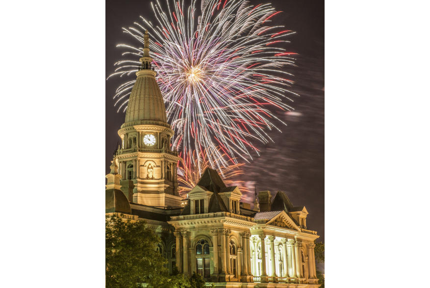 Fireworks over downtown