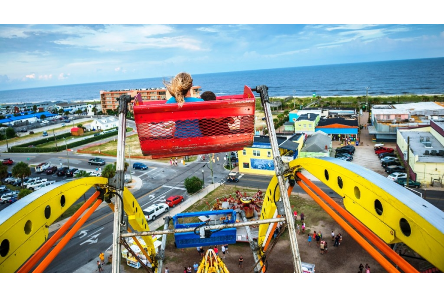 On top of the world at the seaside amusement rides