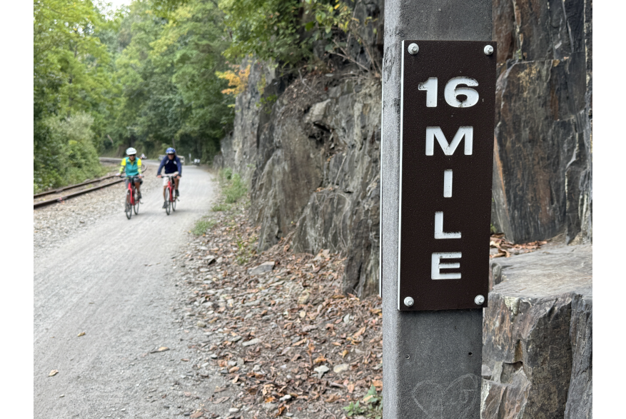 Bikers along the Heritage Rail Trail