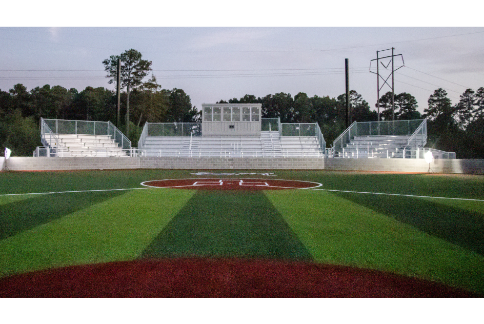 Stacked pressbox over a storage room